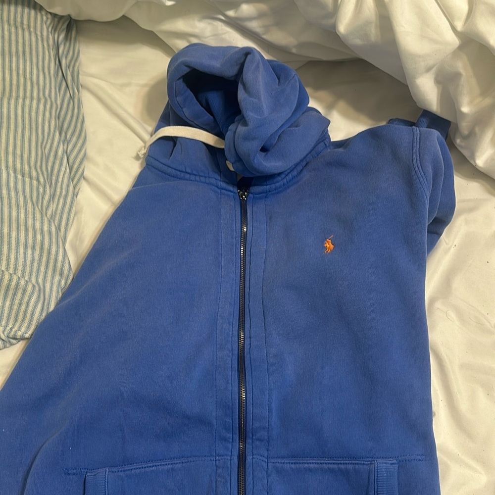 Polo light blue zip up hoodie